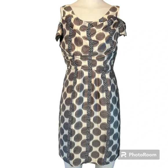 Leifsdottitr Anthropologie Paso Dot Black Gray Silk Blend Mini Dress Siz… - Picture 2 of 16